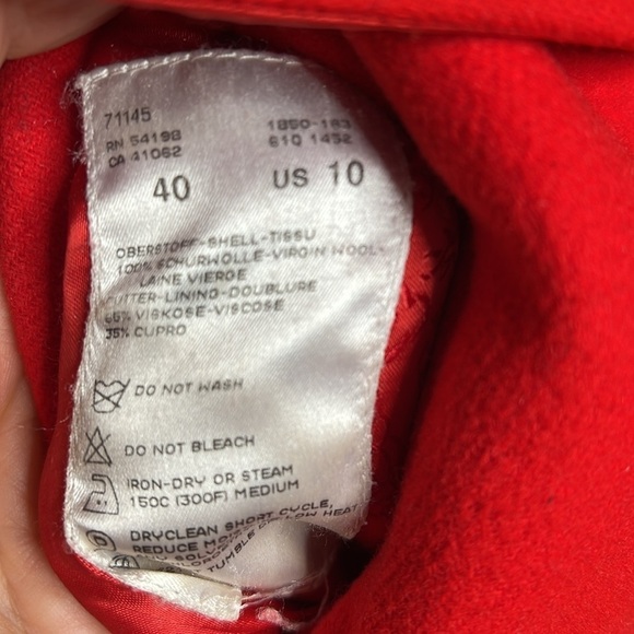 Sonia Bogner Sz 10 Red Virgin Wool Double Breasted Coat - Picture 9 of 12